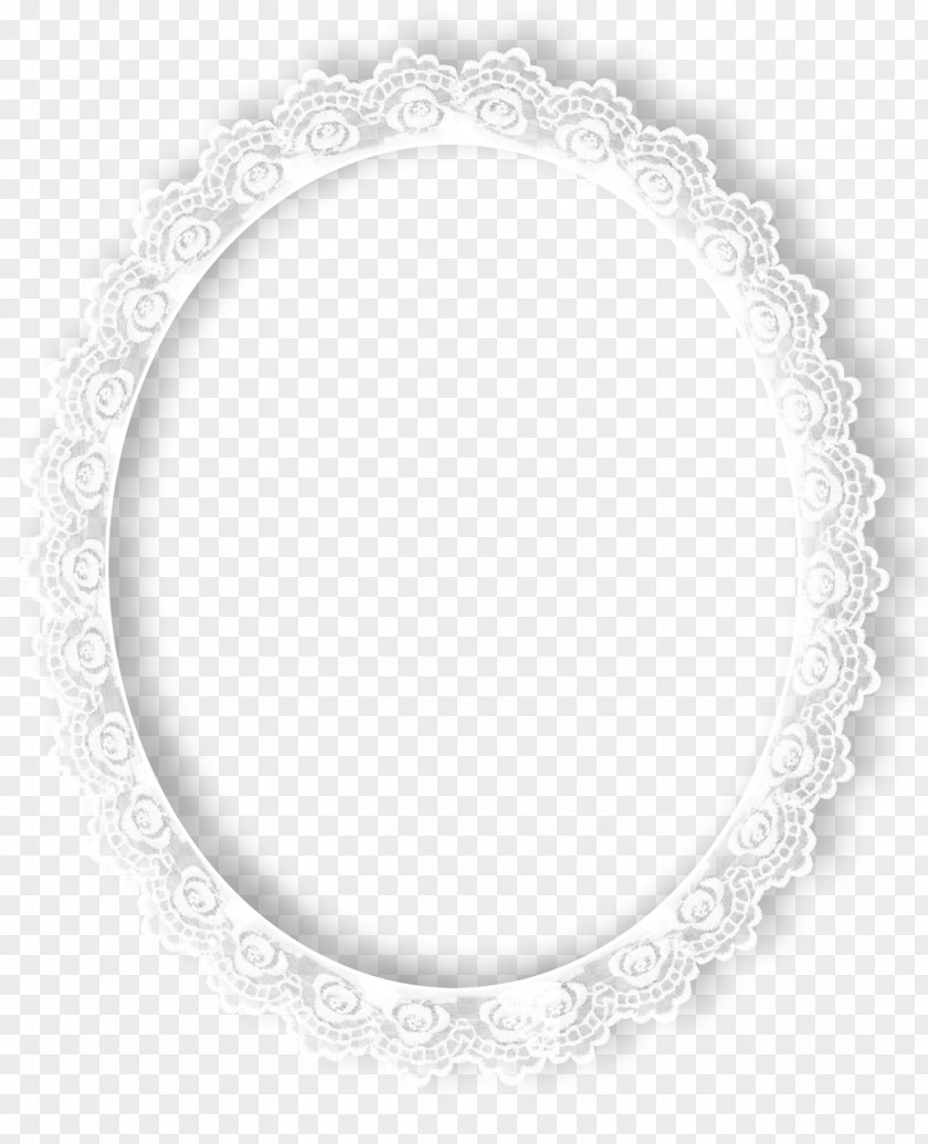 Lace Circle Oval Silver Black PNG