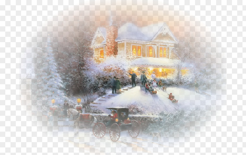Christmas Scene Painting Artist Cottage PNG