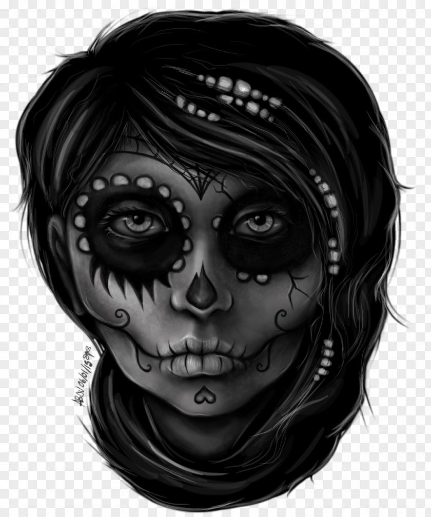 Dia De Muertos Drawing Portrait Digital Art Forehead Skull PNG