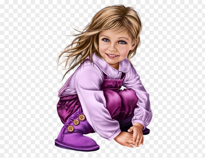 Kneeling Gesture Girl Cartoon PNG