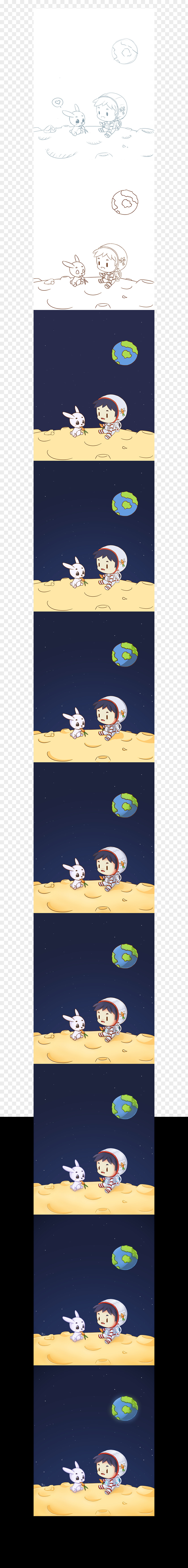 Rabbit On The Moon Line Angle Font PNG