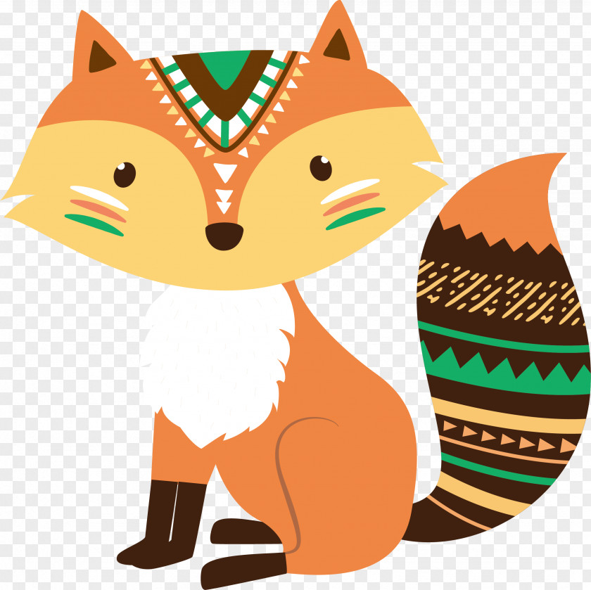 Vector Cute Little Fox Red Illustration PNG