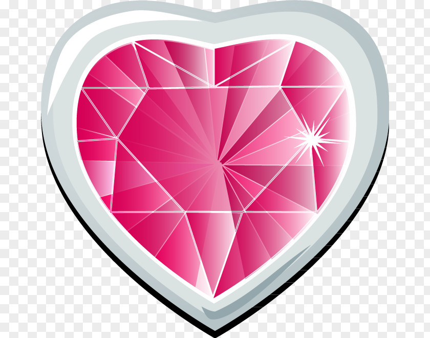 Diamond Gemstone Heart Clip Art PNG