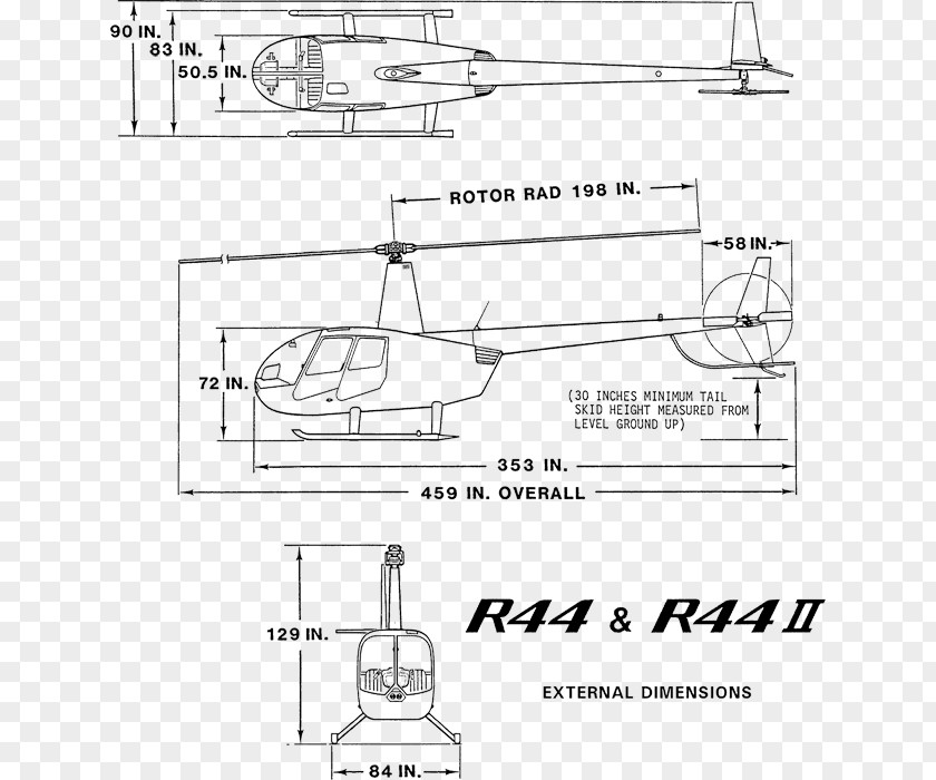 Helicopter Robinson R44 Technical Drawing Aviation PNG
