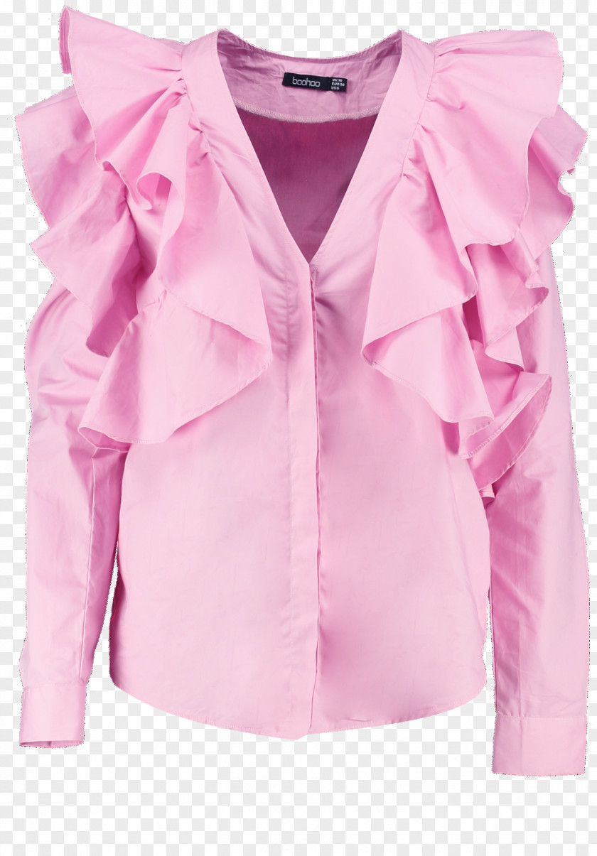 Pastel Shades Sleeve Pink M Blouse Ruffle Shoulder PNG