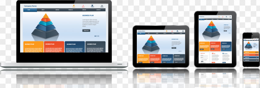 Smartphone Tablet APP Show Responsive Web Design Website Page PNG
