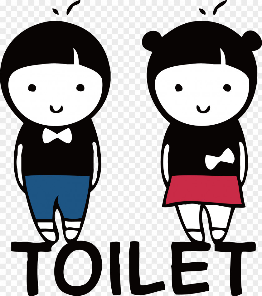 Cartoon Cute Male And Female Toilets Flag Door Sticker Bathroom Wall Decal PNG