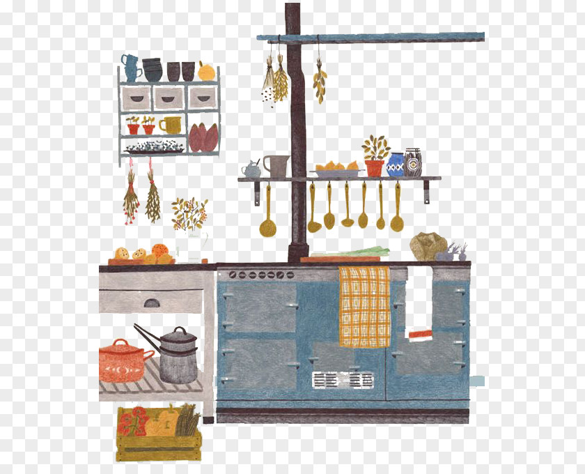 Hand-painted Kitchen Corner Visual Arts Drawing Illustrator Illustration PNG