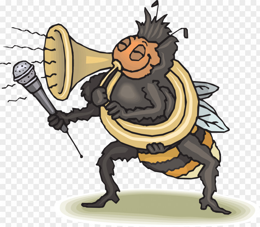 Cartoon Bee Image Tuba Cushion Concerts Animation PNG