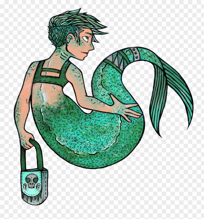 Mermaid Reptile Cartoon Green Illustration PNG