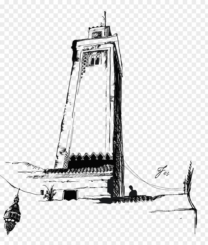 Minaret Fes Architecture El Jadida Sketch PNG