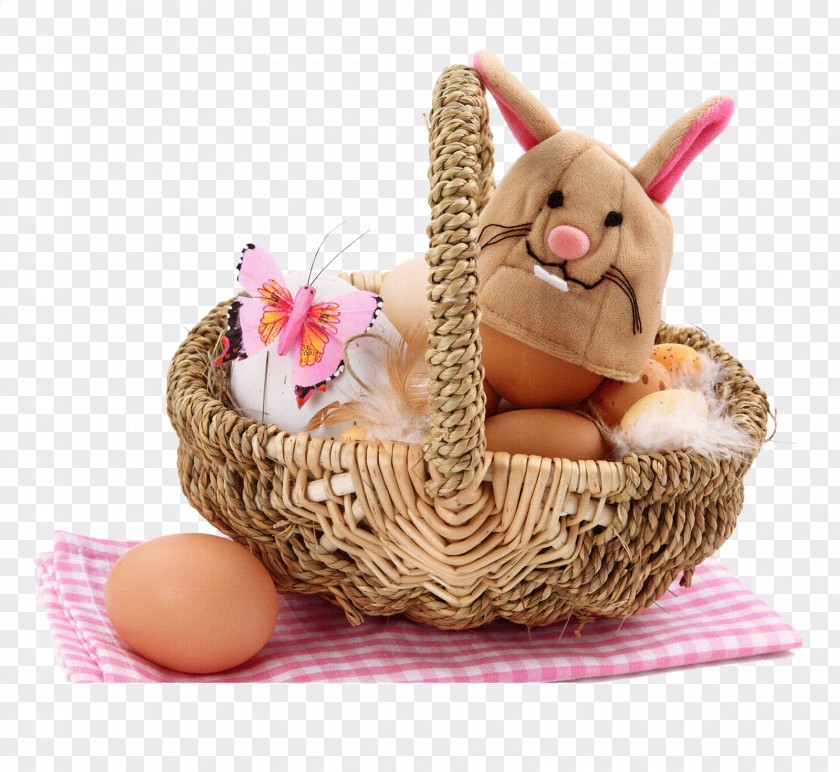 Easter Basket Egg Holiday Flower Postcard PNG