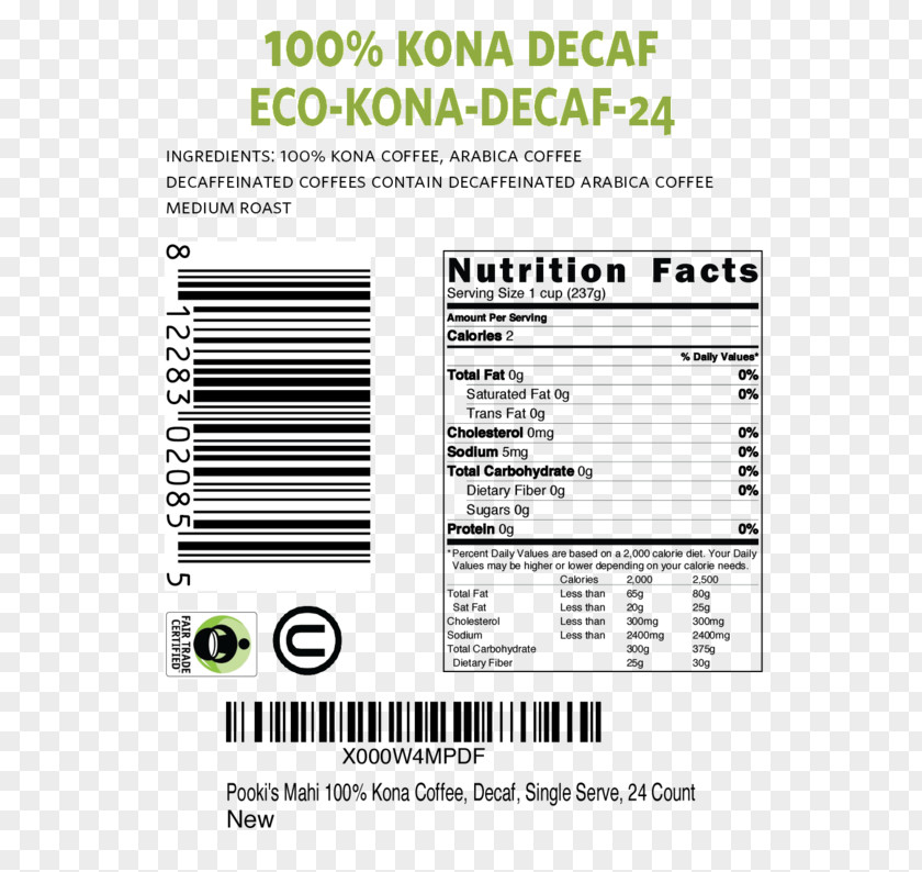 Mahi Kona Coffee Single-serve Container Decaffeination Keurig PNG
