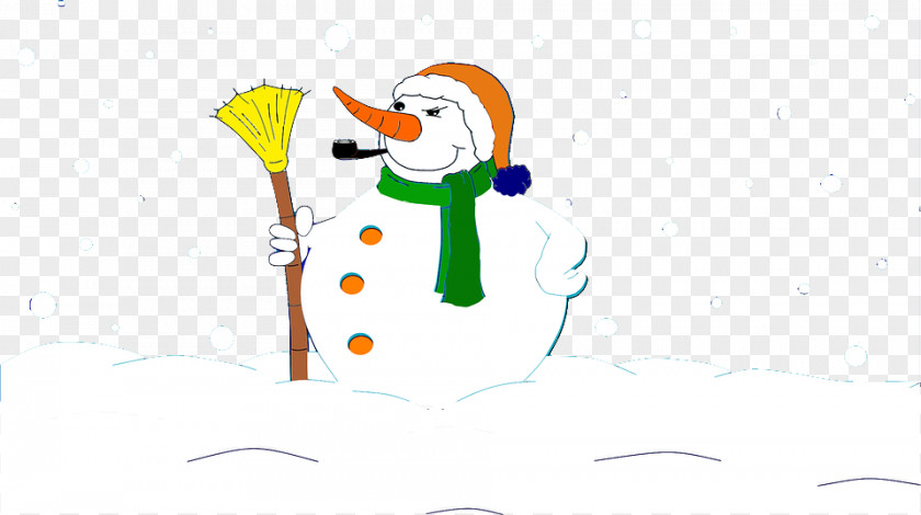 Cute Cartoon Snowman Broom Flightless Bird Christmas Ornament Illustration PNG