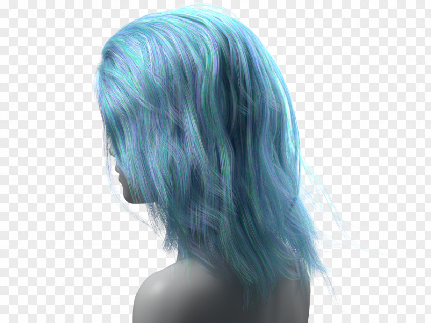 Hair Black Wig V-Ray Blue PNG