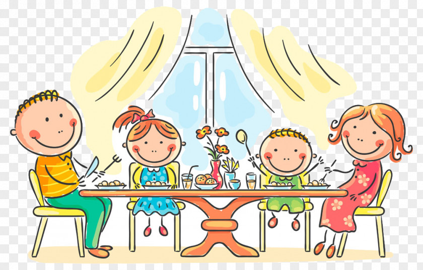 Happy Family Meal Dinner Eating Clip Art PNG