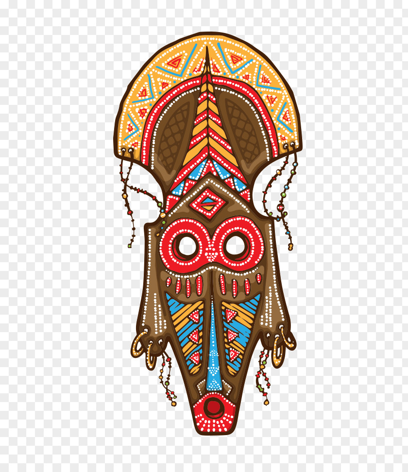 Eighteen Traditional African Masks Vector Graphics Illustration Drawing PNG