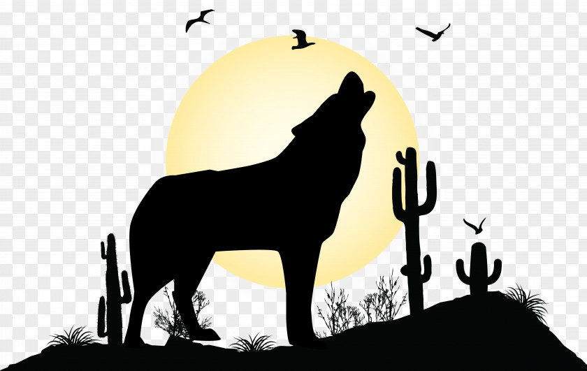 Vector Illustration Wolf Gray Landscape Silhouette PNG