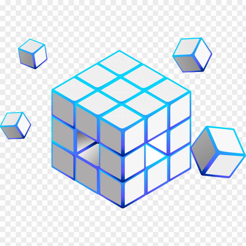 White Blue Cube Creative Rubiks New York City Revenge Skewb PNG