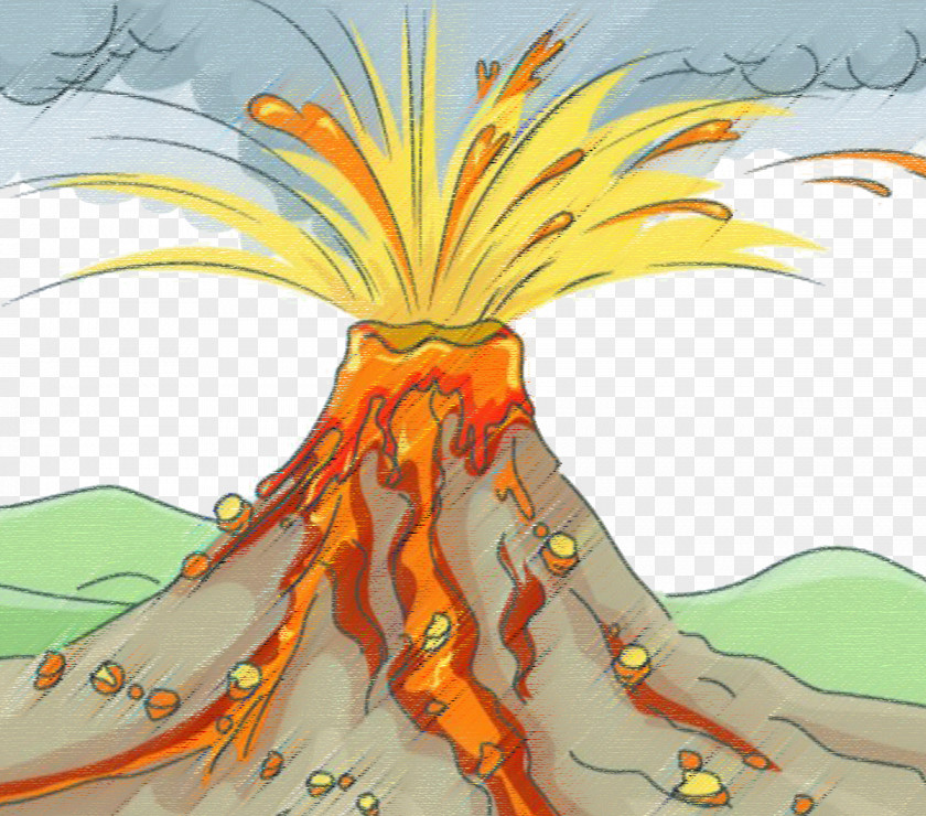 Crayon Style Volcano Eruption Volcanic Ash Xc9ruption Volcanique Drawing Lava PNG