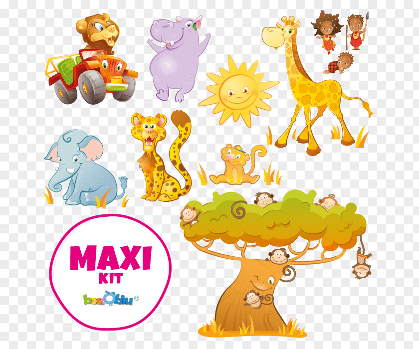 Safari Kids Wall Decal African Lion Giraffe Sticker PNG