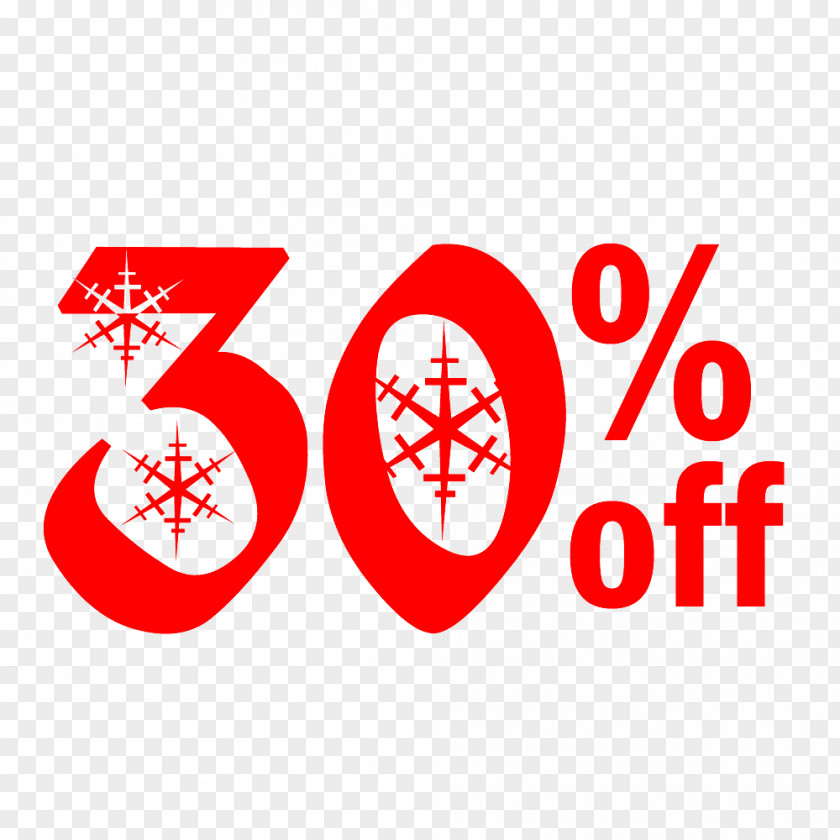 Snow Christmas Sale 30% Off Discount Tag. PNG