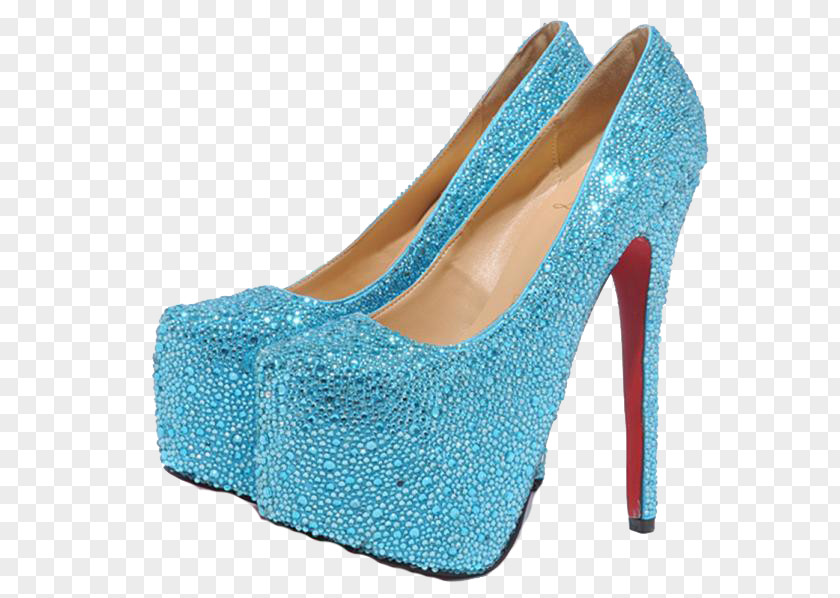 Crystal Blue 10-inch High Heels High-heeled Footwear Court Shoe Platform Wedge PNG