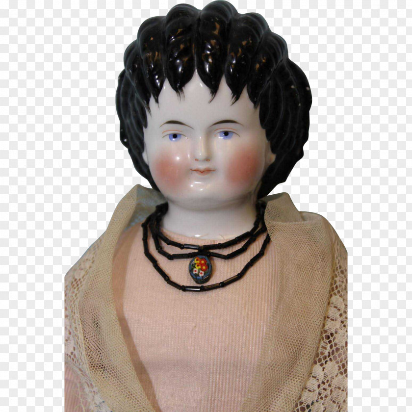 Doll Sculpture Figurine Brown Hair Wig PNG