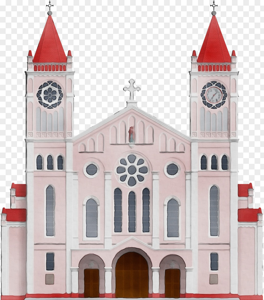 Pink Church Landmark Medieval Architecture Red Parish PNG