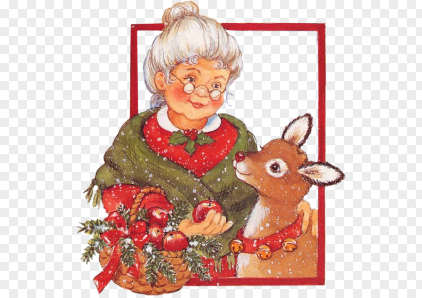 Reindeer Christmas Ornament Mrs. Claus Santa Village PNG