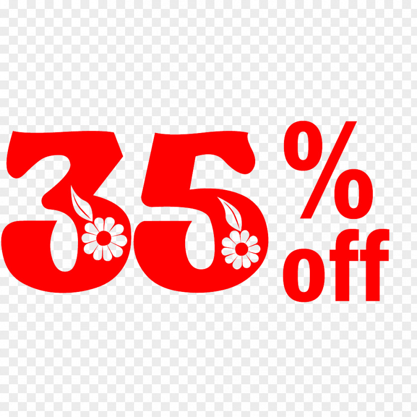 Spring Sale 35% Off Discount Tag. PNG