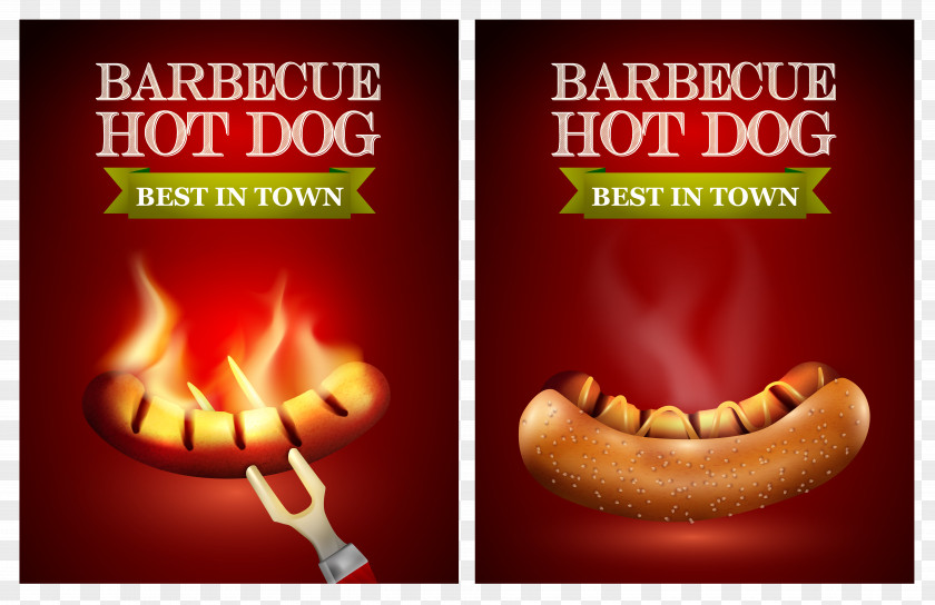 Vector Hot Dog Flyers Hamburger Sausage Fast Food Barbecue PNG