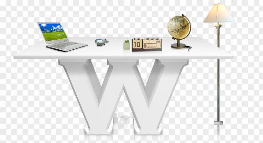 W White Desk Free Pull Material Professional Logo Font PNG