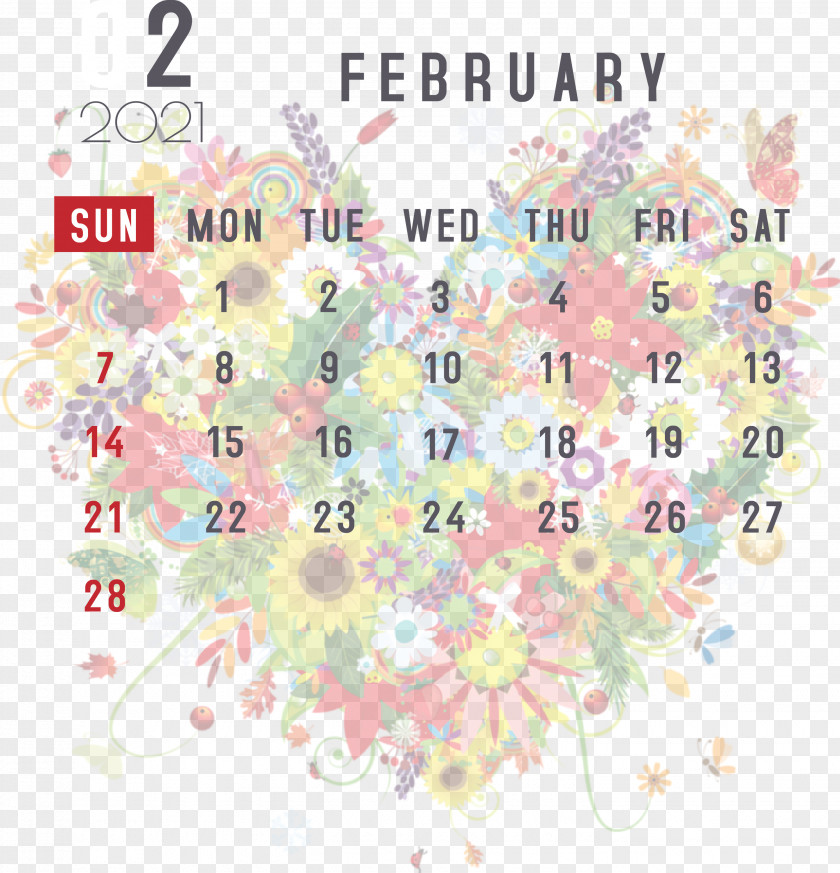 February 2021 Printable Calendar PNG