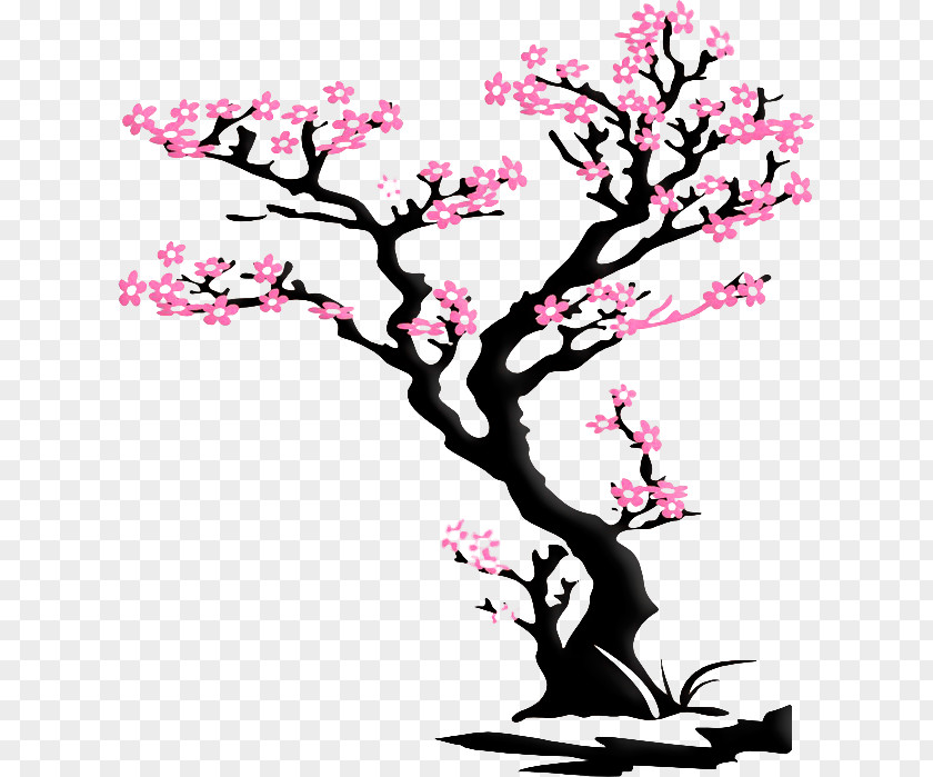Sakura Tree Wall Decal Cherry Blossom Sticker PNG