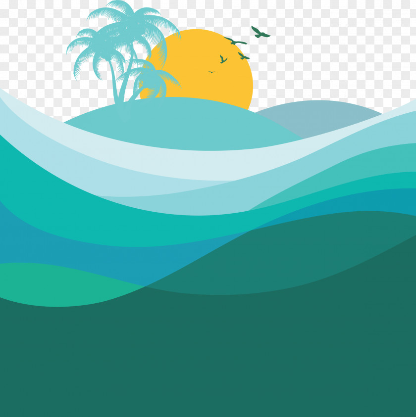 Sea Scenery Graphic Design Line Illustration PNG
