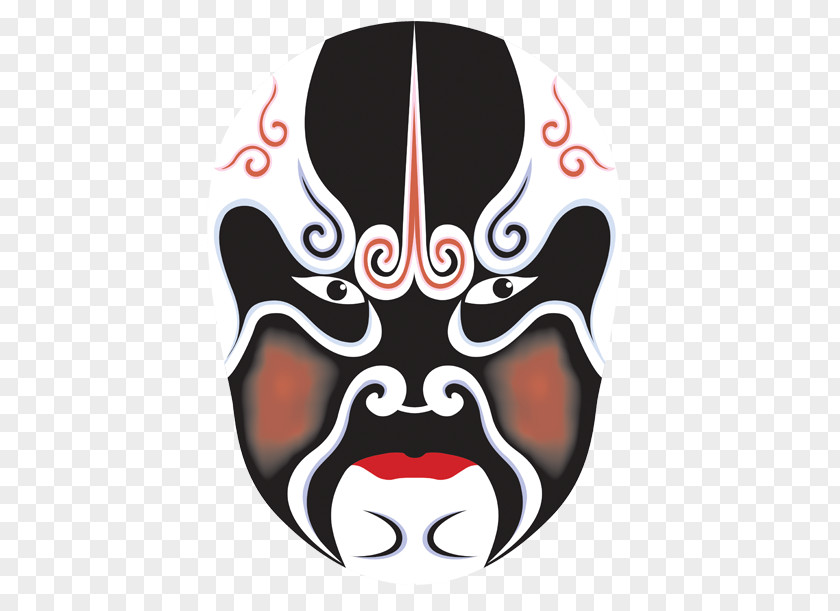 Black Mask Pattern Kabuki Peking Opera Chinese Costume PNG