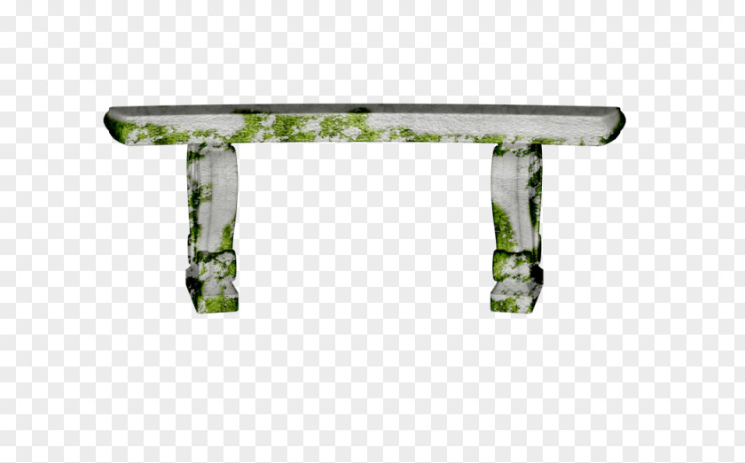 Long Moss Stone Bench Chair PNG