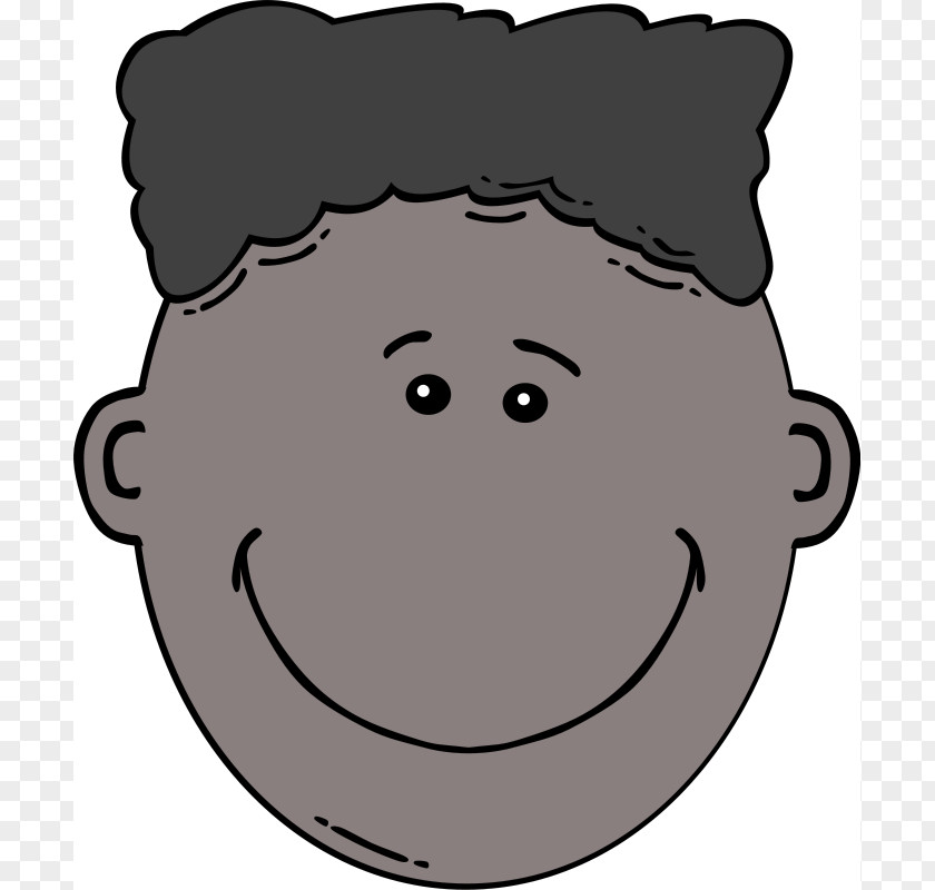 Cartoon Black Boy Smiley Face Clip Art PNG