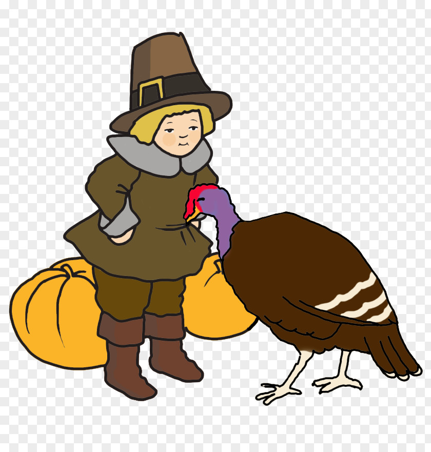 Happy Woman Boy With Turkey Pilgrim Thanksgiving Clip Art PNG
