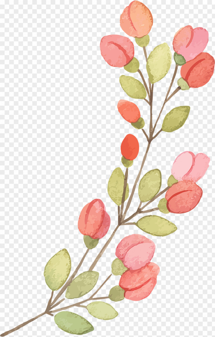 Hand-painted Pink Flower Bones Floral Design PNG