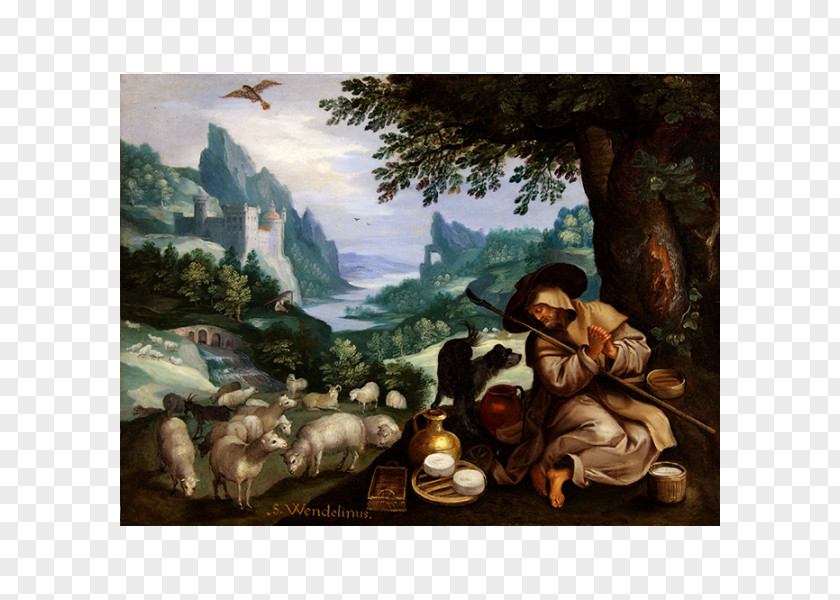 Painting Landscape River With Horsemen The Flight Into Egypt Artist PNG