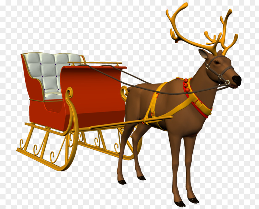 Reindeer Santa Claus Sled Christmas Ornament PNG