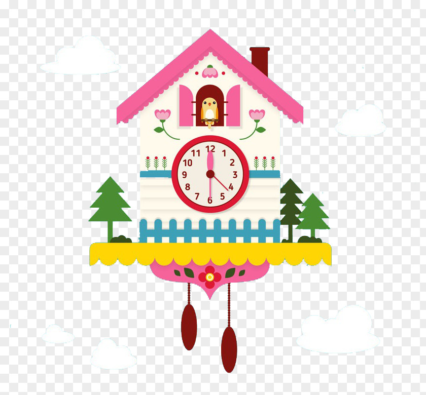 Pink House Clock Cuckoo Alarm Senior High School Entrance Examination Common PNG