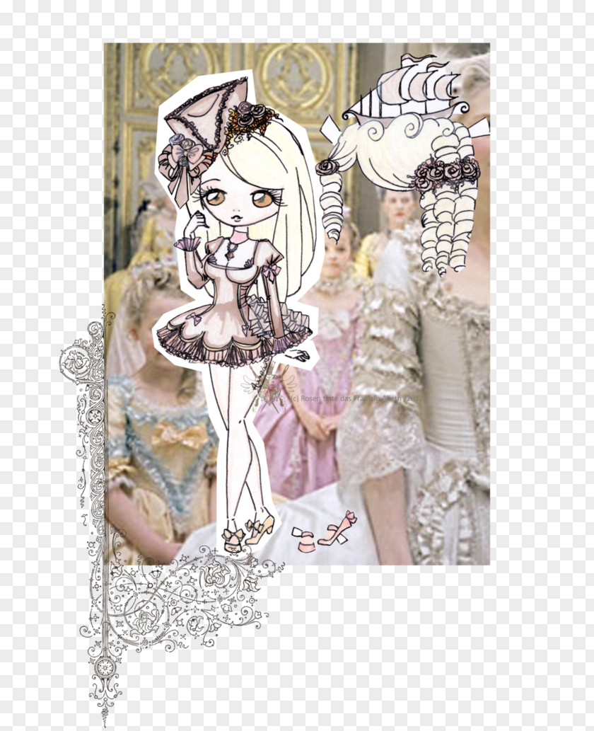 Rococo Painting Paper Costume Design Character PNG