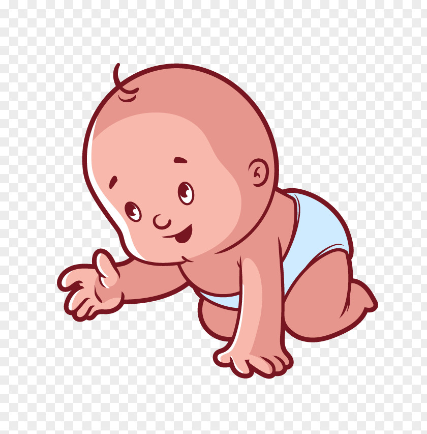 Cartoon Baby Diaper Infant Crawling Illustration PNG