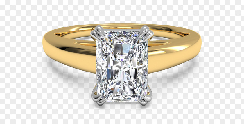 Gold Wall Engagement Ring Diamond Cut Solitaire Wedding PNG
