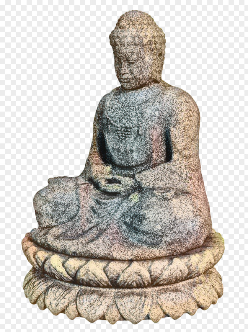 Kneeling Carving Buddha Cartoon PNG