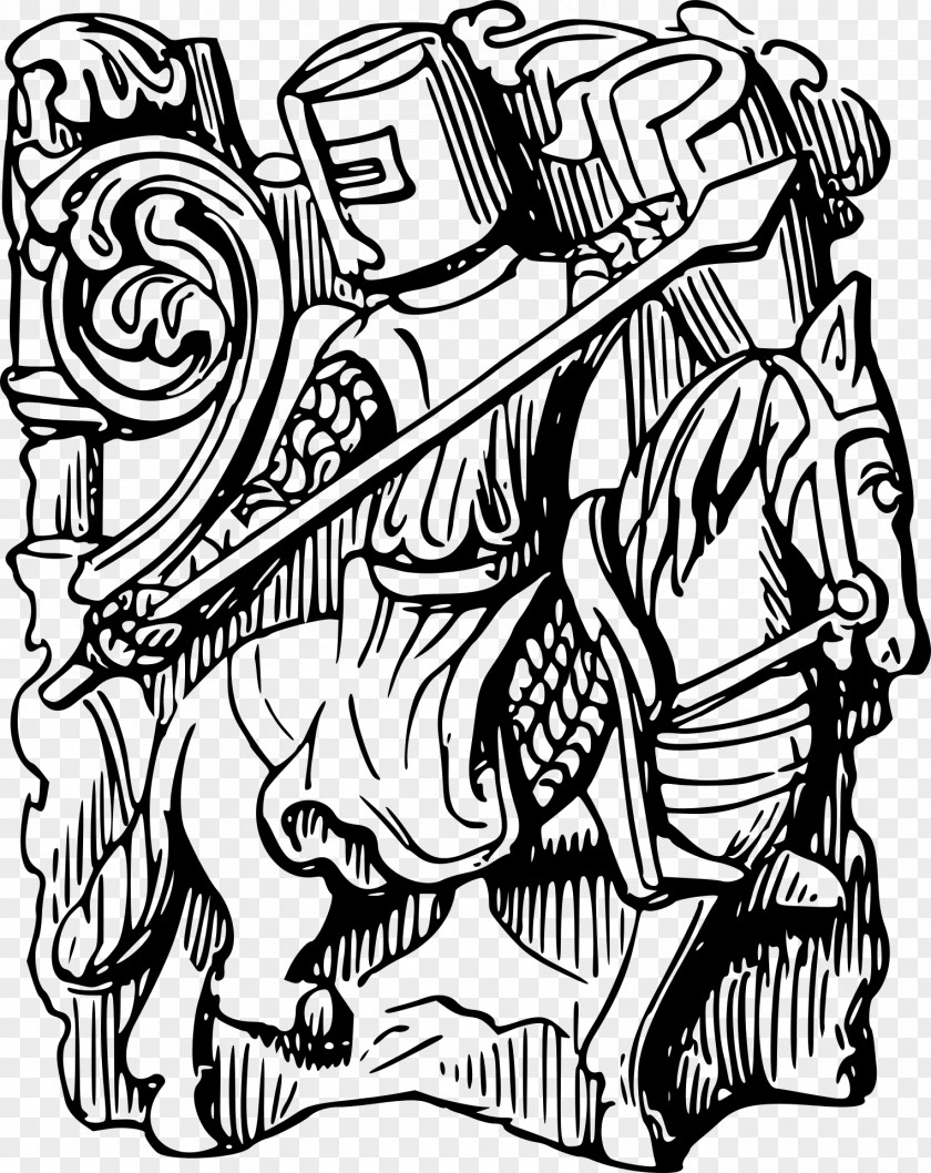 Knight Black And White Clip Art PNG