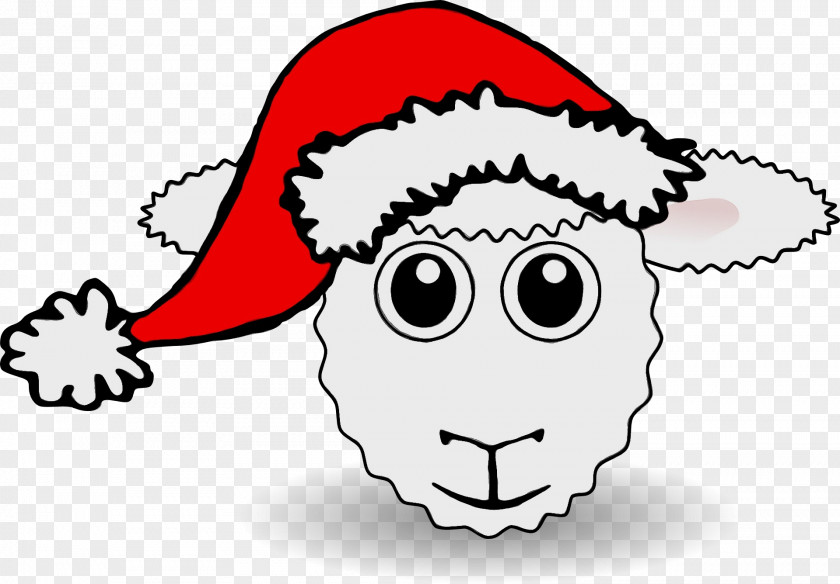 Line Art Pleased Cartoon Christmas Hat PNG